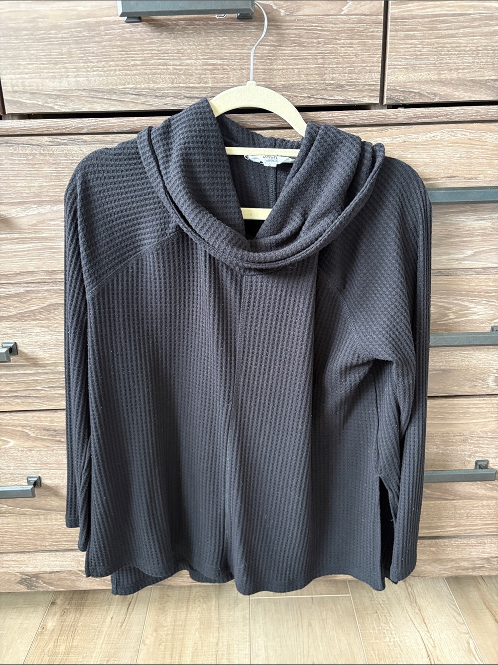 BB Dakota Black Waffle Cowl Neck Sweater
